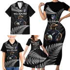 New Zealand Rugby Custom Family Matching Short Sleeve Bodycon Dress and Hawaiian Shirt Glory Be To Black Silver-fern - Aussie Hoodie