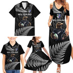 New Zealand Rugby Custom Family Matching Summer Maxi Dress and Hawaiian Shirt Glory Be To Black Silver-fern - Aussie Hoodie
