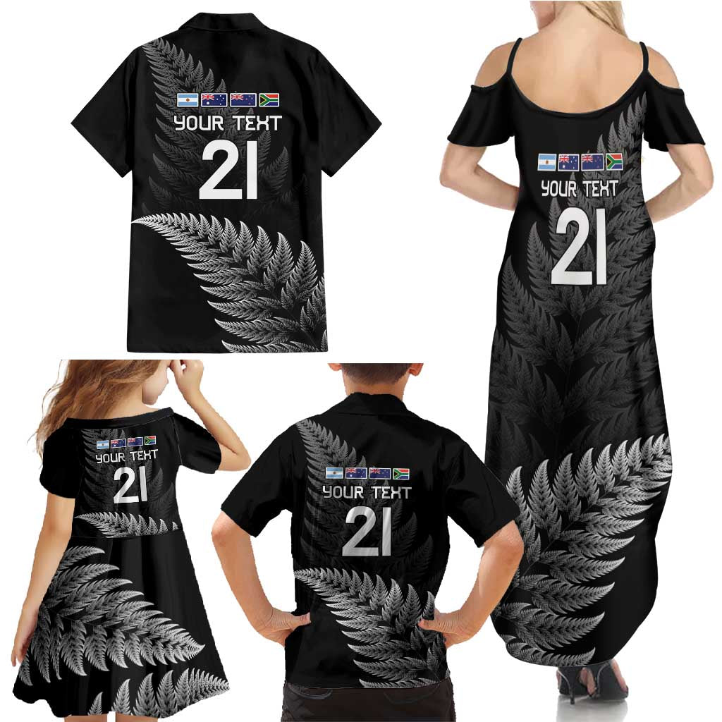 New Zealand Rugby Custom Family Matching Summer Maxi Dress and Hawaiian Shirt Glory Be To Black Silver-fern - Aussie Hoodie