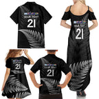 New Zealand Rugby Custom Family Matching Summer Maxi Dress and Hawaiian Shirt Glory Be To Black Silver-fern - Aussie Hoodie