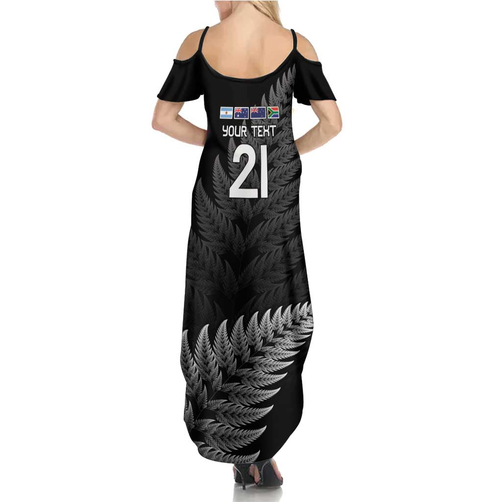 New Zealand Rugby Custom Family Matching Summer Maxi Dress and Hawaiian Shirt Glory Be To Black Silver-fern - Aussie Hoodie