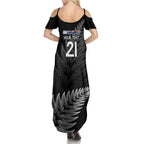 New Zealand Rugby Custom Family Matching Summer Maxi Dress and Hawaiian Shirt Glory Be To Black Silver-fern - Aussie Hoodie