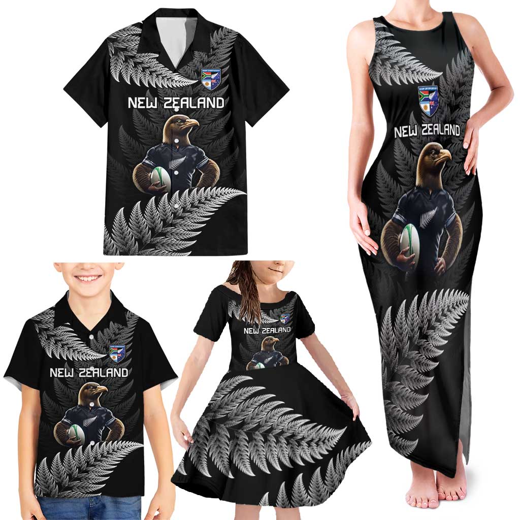 New Zealand Rugby Custom Family Matching Tank Maxi Dress and Hawaiian Shirt Glory Be To Black Silver-fern - Aussie Hoodie
