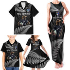 New Zealand Rugby Custom Family Matching Tank Maxi Dress and Hawaiian Shirt Glory Be To Black Silver-fern - Aussie Hoodie
