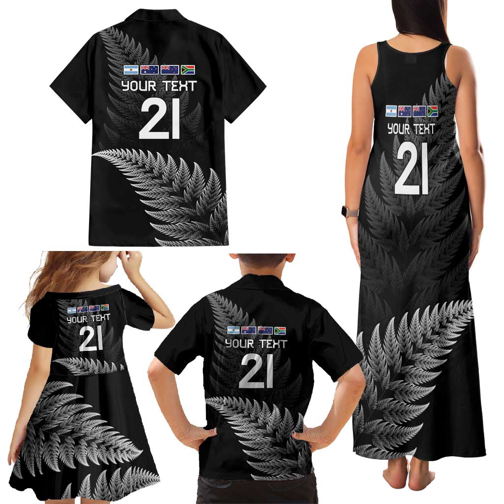 New Zealand Rugby Custom Family Matching Tank Maxi Dress and Hawaiian Shirt Glory Be To Black Silver-fern - Aussie Hoodie