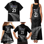 New Zealand Rugby Custom Family Matching Tank Maxi Dress and Hawaiian Shirt Glory Be To Black Silver-fern - Aussie Hoodie