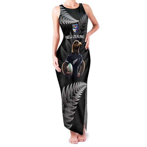 New Zealand Rugby Custom Family Matching Tank Maxi Dress and Hawaiian Shirt Glory Be To Black Silver-fern - Aussie Hoodie