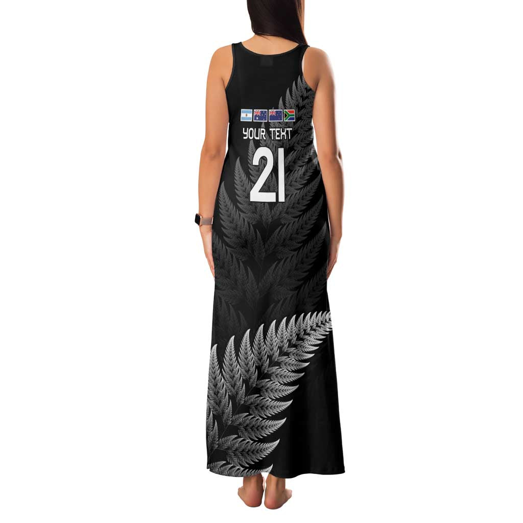 New Zealand Rugby Custom Family Matching Tank Maxi Dress and Hawaiian Shirt Glory Be To Black Silver-fern - Aussie Hoodie