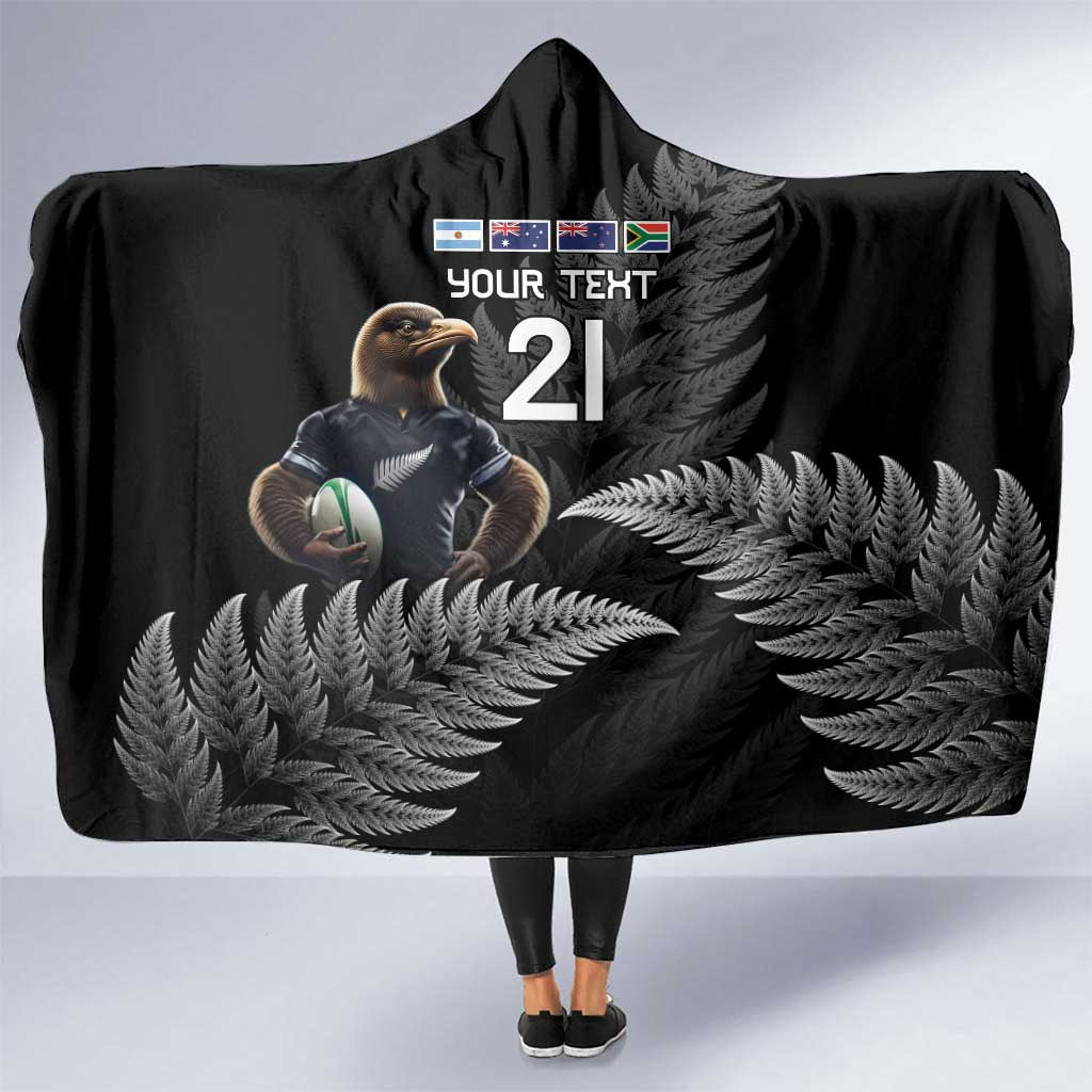 New Zealand Rugby Custom Hooded Blanket Glory Be To Black Silver-fern - Aussie Hoodie