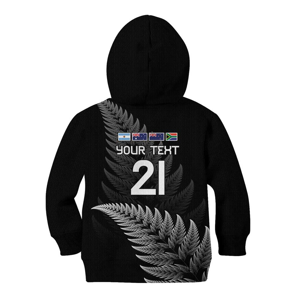 New Zealand Rugby Custom Kid Hoodie Glory Be To Black Silver-fern - Aussie Hoodie