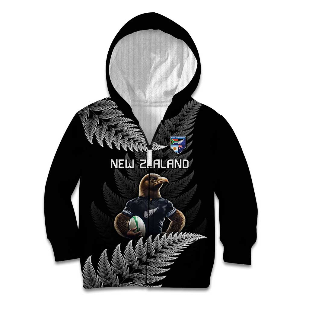 New Zealand Rugby Custom Kid Hoodie Glory Be To Black Silver-fern - Aussie Hoodie