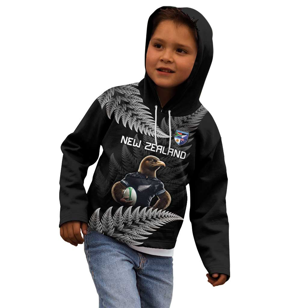 New Zealand Rugby Custom Kid Hoodie Glory Be To Black Silver-fern - Aussie Hoodie