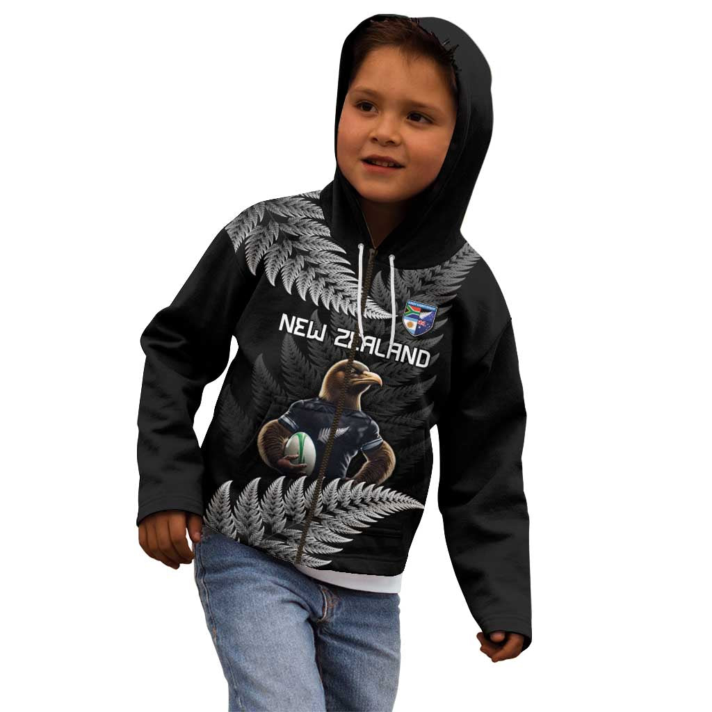 New Zealand Rugby Custom Kid Hoodie Glory Be To Black Silver-fern - Aussie Hoodie