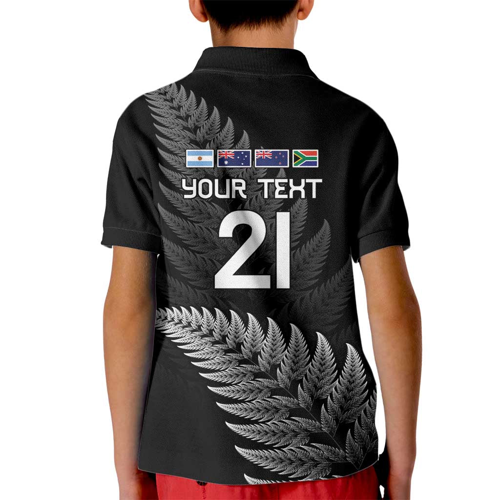 New Zealand Rugby Custom Kid Polo Shirt Glory Be To Black Silver-fern - Aussie Hoodie