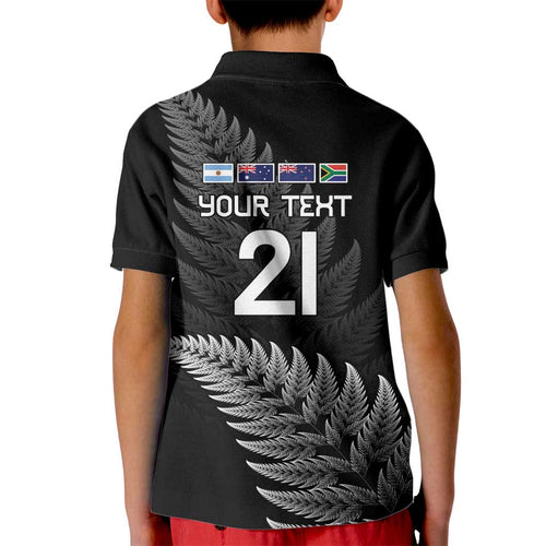 New Zealand Rugby Custom Kid Polo Shirt Glory Be To Black Silver-fern - Aussie Hoodie