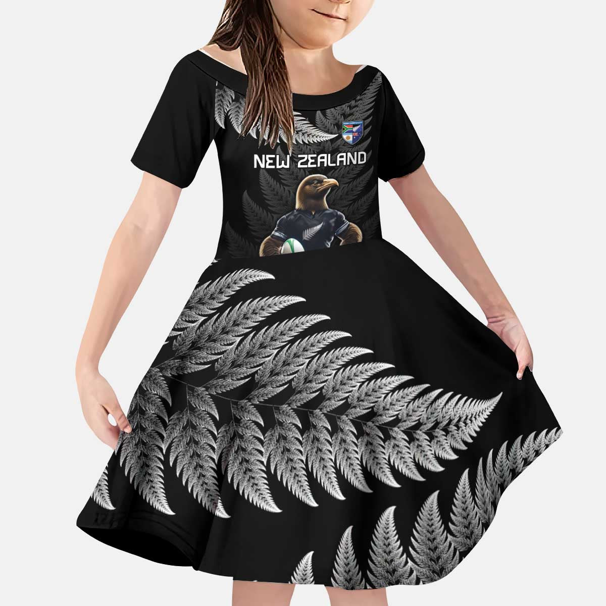 New Zealand Rugby Custom Kid Short Sleeve Dress Glory Be To Black Silver-fern - Aussie Hoodie