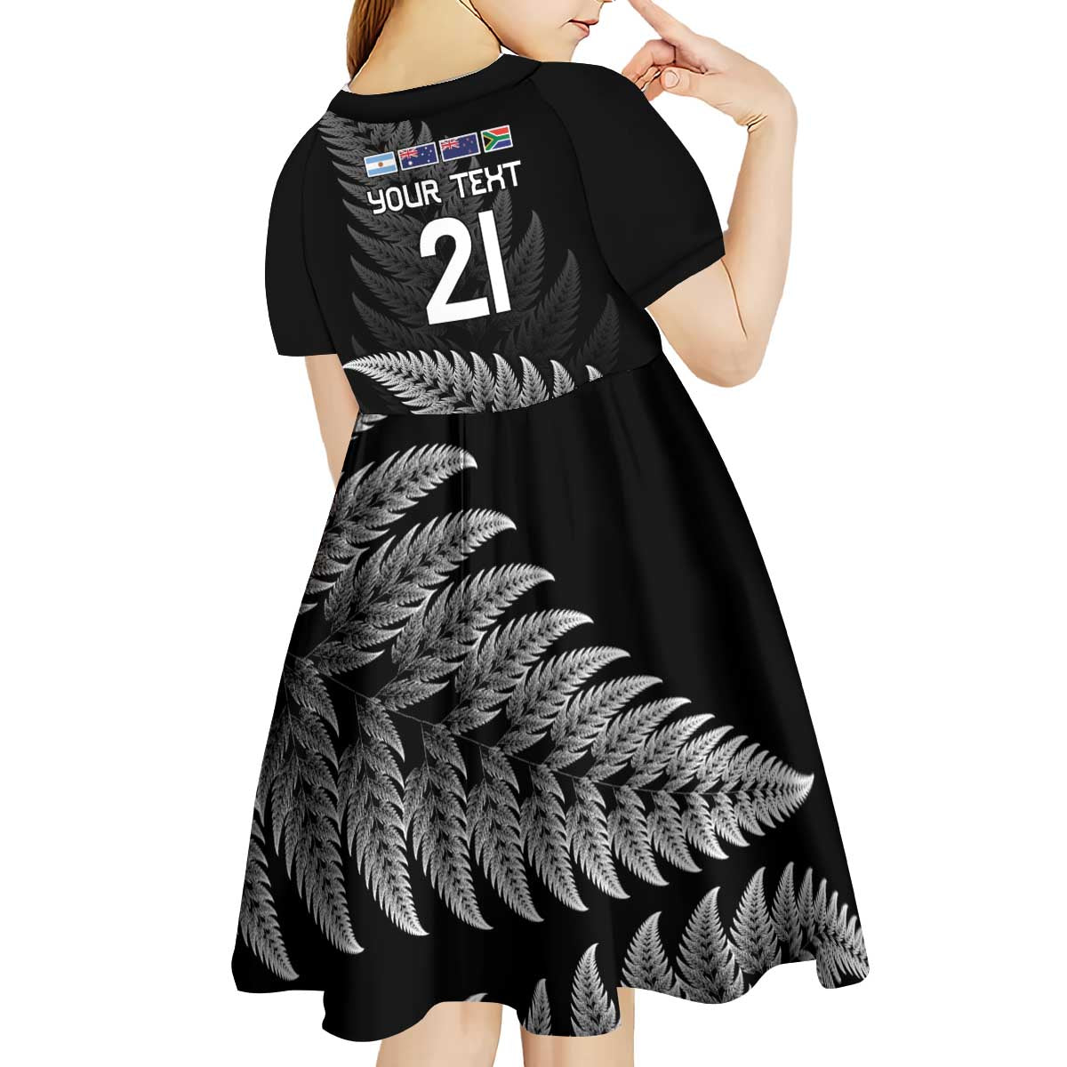 New Zealand Rugby Custom Kid Short Sleeve Dress Glory Be To Black Silver-fern - Aussie Hoodie