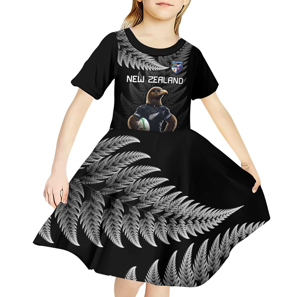 New Zealand Rugby Custom Kid Short Sleeve Dress Glory Be To Black Silver-fern - Aussie Hoodie