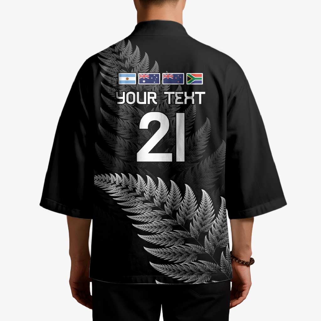 New Zealand Rugby Custom Kimono Glory Be To Black Silver-fern - Aussie Hoodie