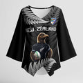 New Zealand Rugby Custom Kimono Sleeve Blouse Glory Be To Black Silver-fern - Aussie Hoodie