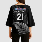 New Zealand Rugby Custom Kimono Sleeve Blouse Glory Be To Black Silver-fern - Aussie Hoodie