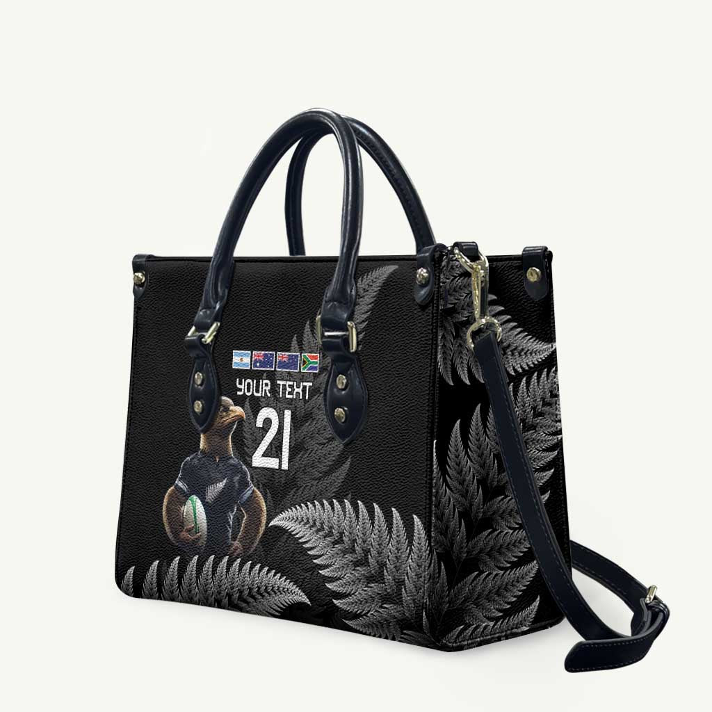 New Zealand Rugby Custom Leather Bag Glory Be To Black Silver-fern - Aussie Hoodie