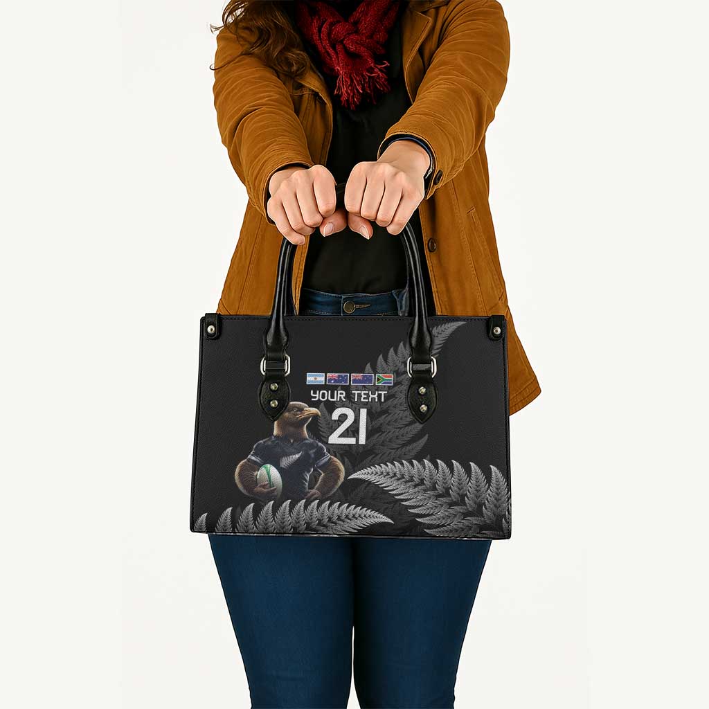 New Zealand Rugby Custom Leather Bag Glory Be To Black Silver-fern - Aussie Hoodie