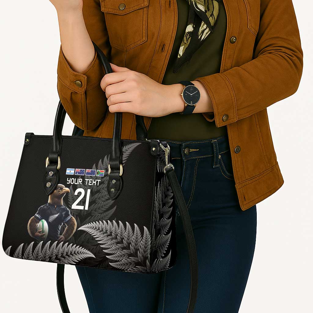 New Zealand Rugby Custom Leather Bag Glory Be To Black Silver-fern - Aussie Hoodie