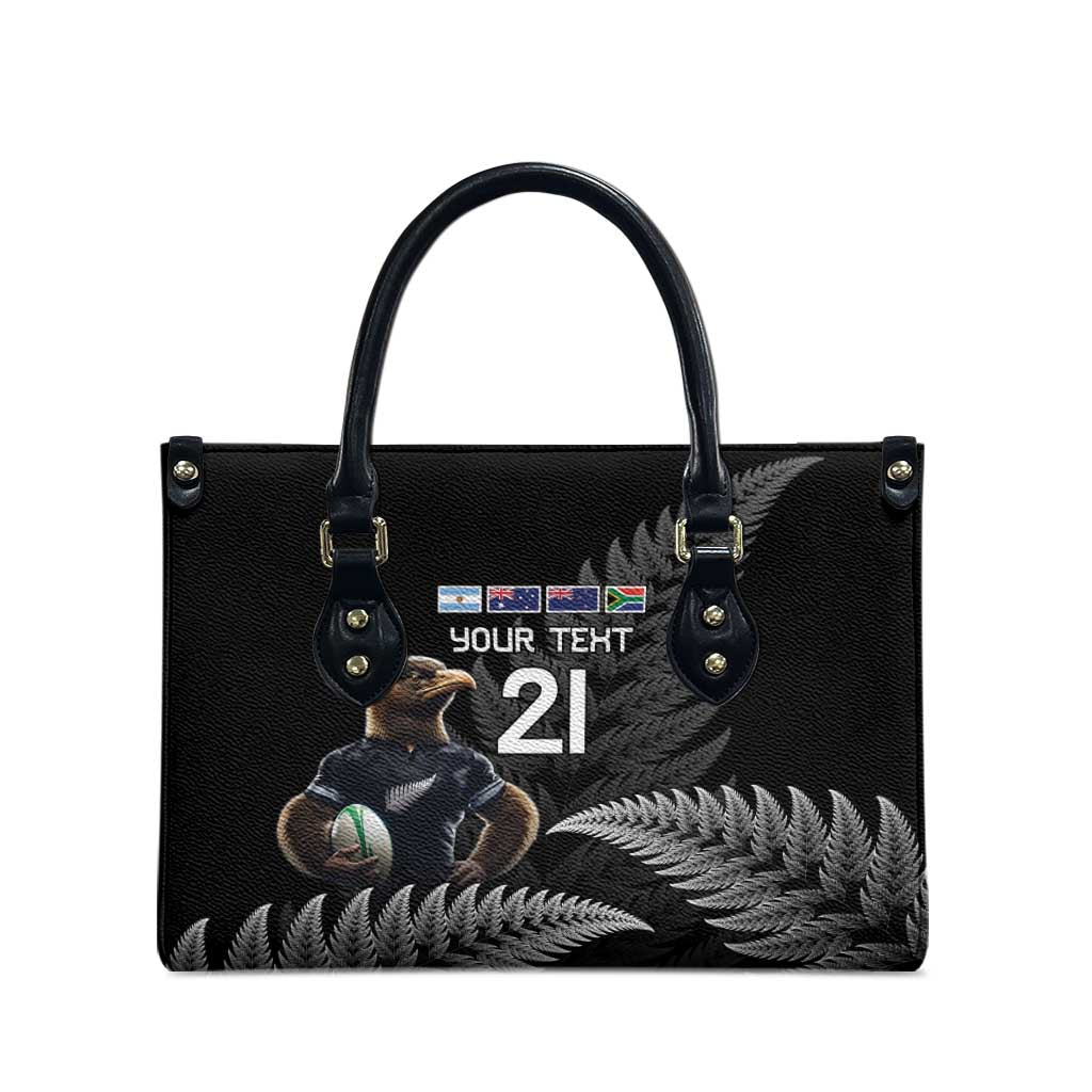 New Zealand Rugby Custom Leather Bag Glory Be To Black Silver-fern - Aussie Hoodie