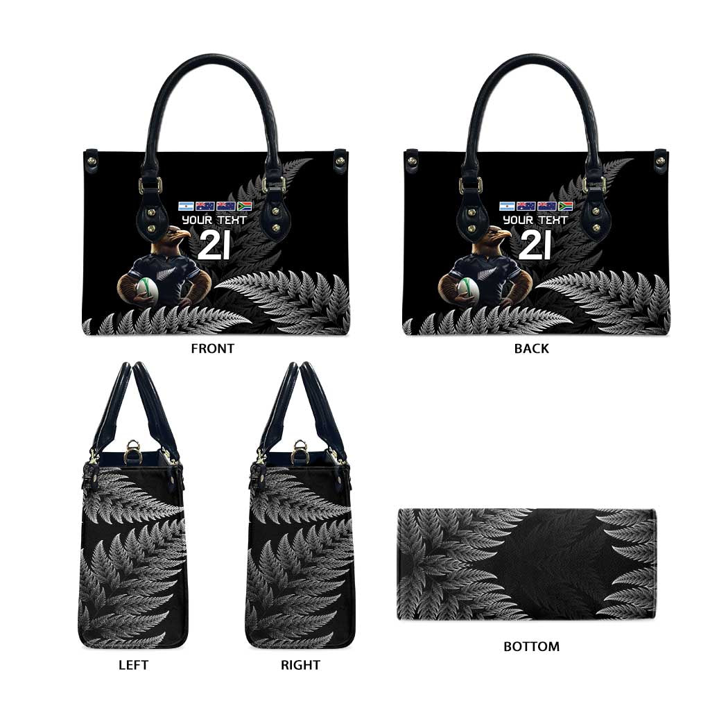 New Zealand Rugby Custom Leather Bag Glory Be To Black Silver-fern - Aussie Hoodie