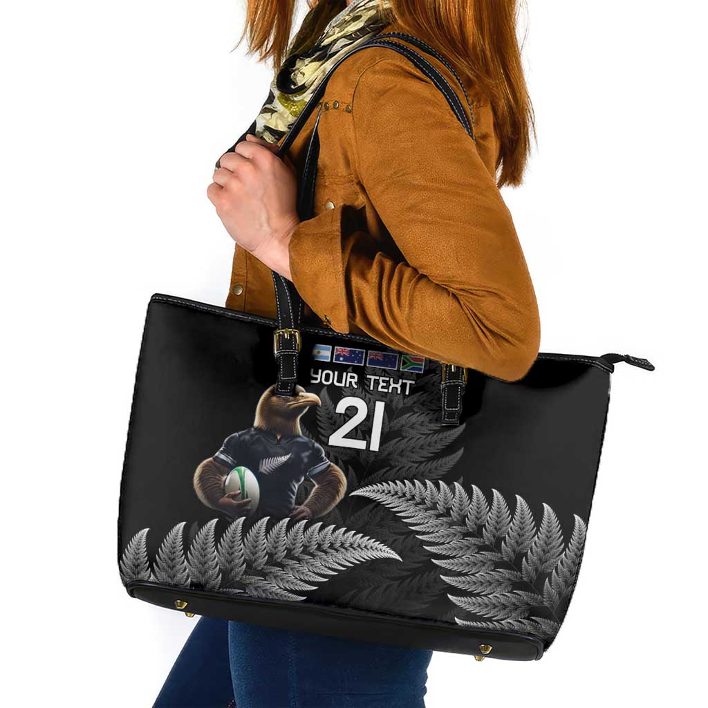 New Zealand Rugby Custom Leather Tote Bag Glory Be To Black Silver-fern - Aussie Hoodie