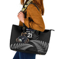 New Zealand Rugby Custom Leather Tote Bag Glory Be To Black Silver-fern - Aussie Hoodie