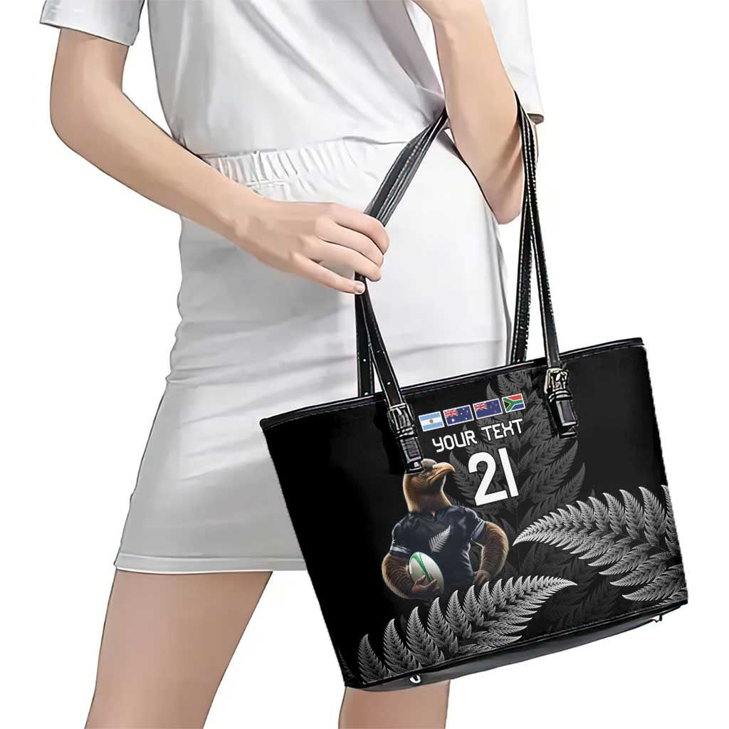 New Zealand Rugby Custom Leather Tote Bag Glory Be To Black Silver-fern - Aussie Hoodie