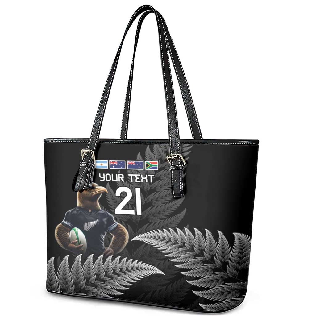 New Zealand Rugby Custom Leather Tote Bag Glory Be To Black Silver-fern - Aussie Hoodie