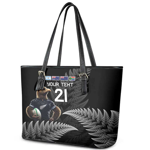 New Zealand Rugby Custom Leather Tote Bag Glory Be To Black Silver-fern - Aussie Hoodie