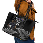 New Zealand Rugby Custom Leather Tote Bag Glory Be To Black Silver-fern - Aussie Hoodie