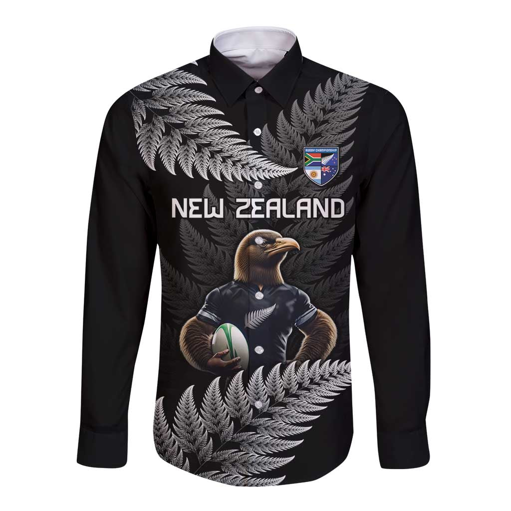 New Zealand Rugby Custom Long Sleeve Button Shirt Glory Be To Black Silver-fern - Aussie Hoodie