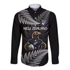 New Zealand Rugby Custom Long Sleeve Button Shirt Glory Be To Black Silver-fern - Aussie Hoodie