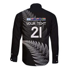 New Zealand Rugby Custom Long Sleeve Button Shirt Glory Be To Black Silver-fern - Aussie Hoodie