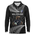 New Zealand Rugby Custom Long Sleeve Polo Shirt Glory Be To Black Silver-fern - Aussie Hoodie