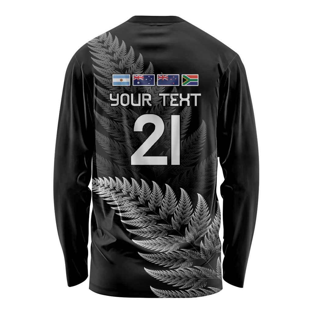 New Zealand Rugby Custom Long Sleeve Shirt Glory Be To Black Silver-fern - Aussie Hoodie