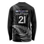 New Zealand Rugby Custom Long Sleeve Shirt Glory Be To Black Silver-fern - Aussie Hoodie