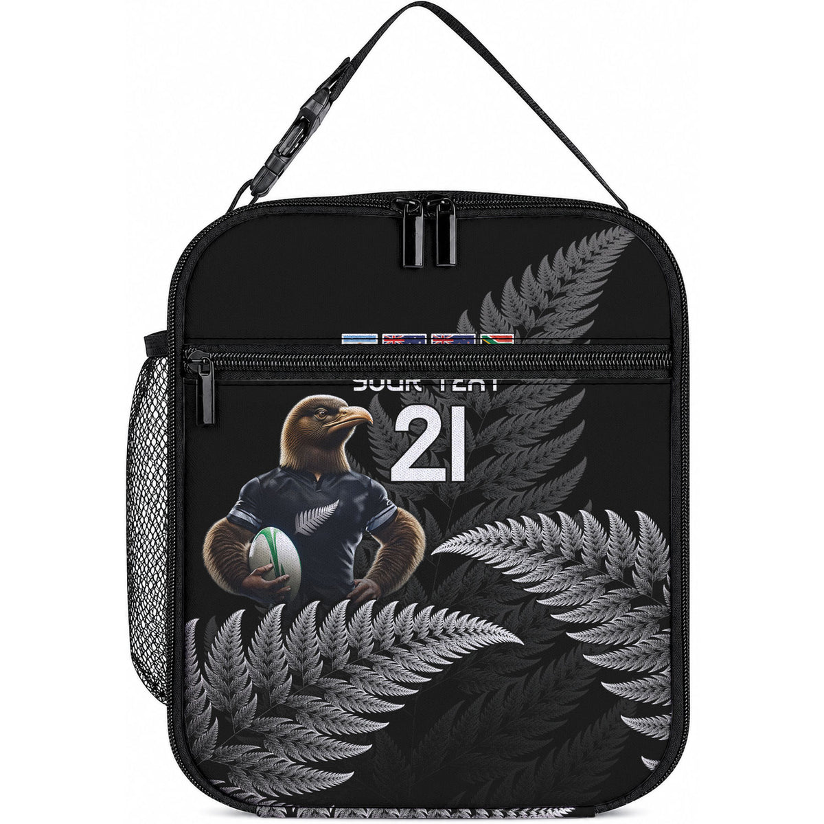 New Zealand Maori Rugby Custom Lunch Bag Glory Be To Black Silver-fern