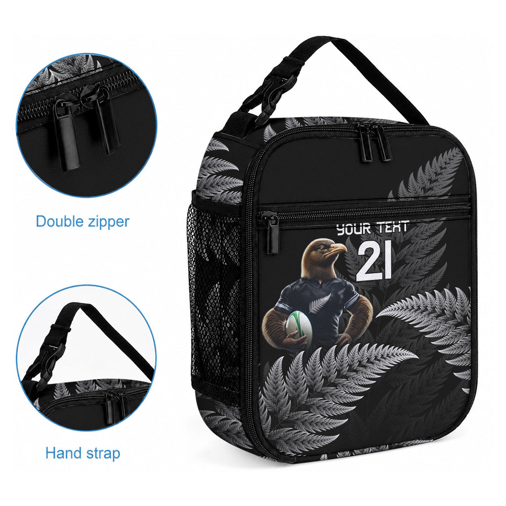 New Zealand Maori Rugby Custom Lunch Bag Glory Be To Black Silver-fern