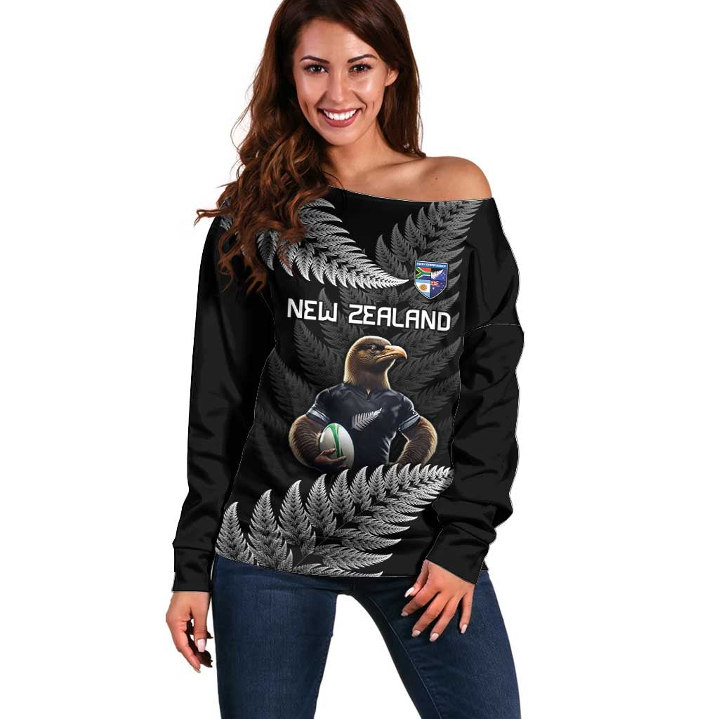 New Zealand Rugby Custom Off Shoulder Sweater Glory Be To Black Silver-fern - Aussie Hoodie