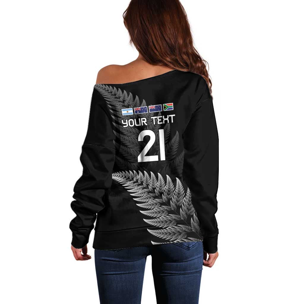 New Zealand Rugby Custom Off Shoulder Sweater Glory Be To Black Silver-fern - Aussie Hoodie
