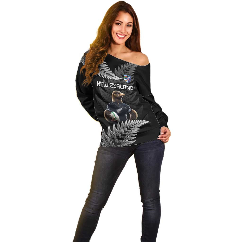New Zealand Rugby Custom Off Shoulder Sweater Glory Be To Black Silver-fern - Aussie Hoodie