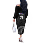 New Zealand Rugby Custom Off The Shoulder Long Sleeve Dress Glory Be To Black Silver-fern - Aussie Hoodie