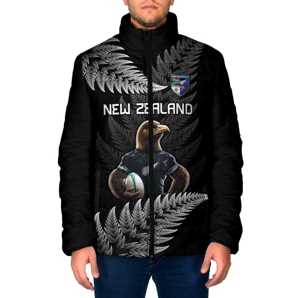 New Zealand Rugby Custom Padded Jacket Glory Be To Black Silver-fern - Aussie Hoodie