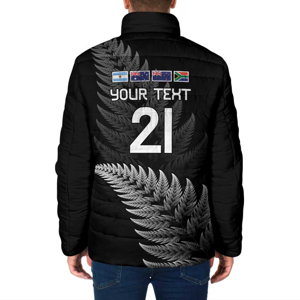 New Zealand Rugby Custom Padded Jacket Glory Be To Black Silver-fern - Aussie Hoodie